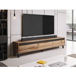 BEST MOBILIER Lord - meuble tv - effet bois et noir - 185 cm - style industriel. Coloris disponibles : Marron
