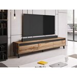 BEST MOBILIER Lord - meuble tv - effet bois et noir - 185 cm - style industriel. Coloris disponibles : Marron