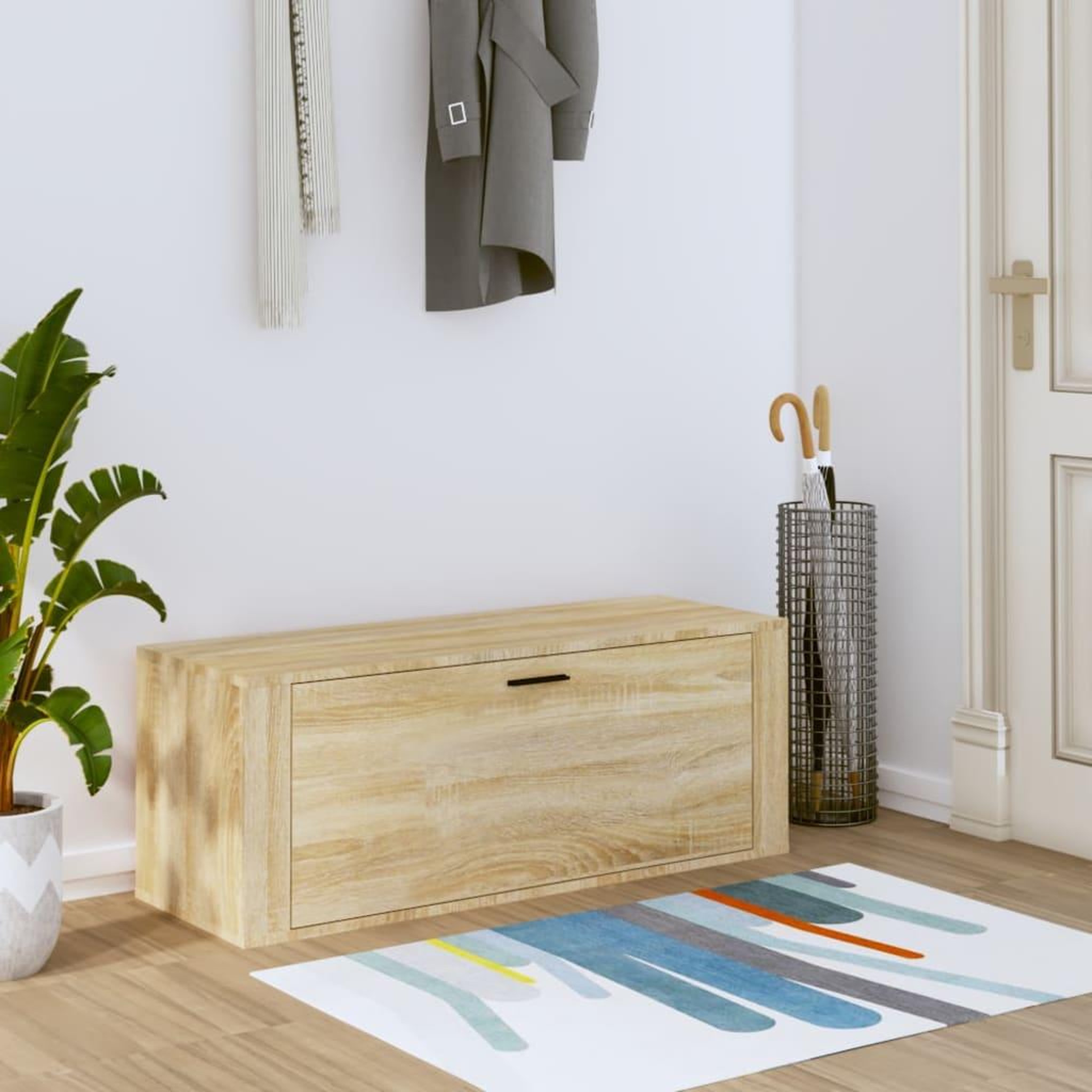 Voir la diapositive 1 : VIDAXL Armoire a chaussures murale Chene sonoma 100x35x38 cm