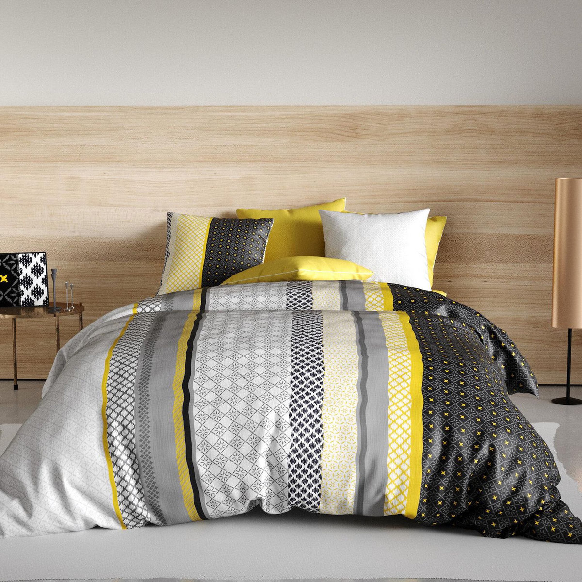 ATELIER DU COTON Parure housse de couette 100% coton 57fils, lumi