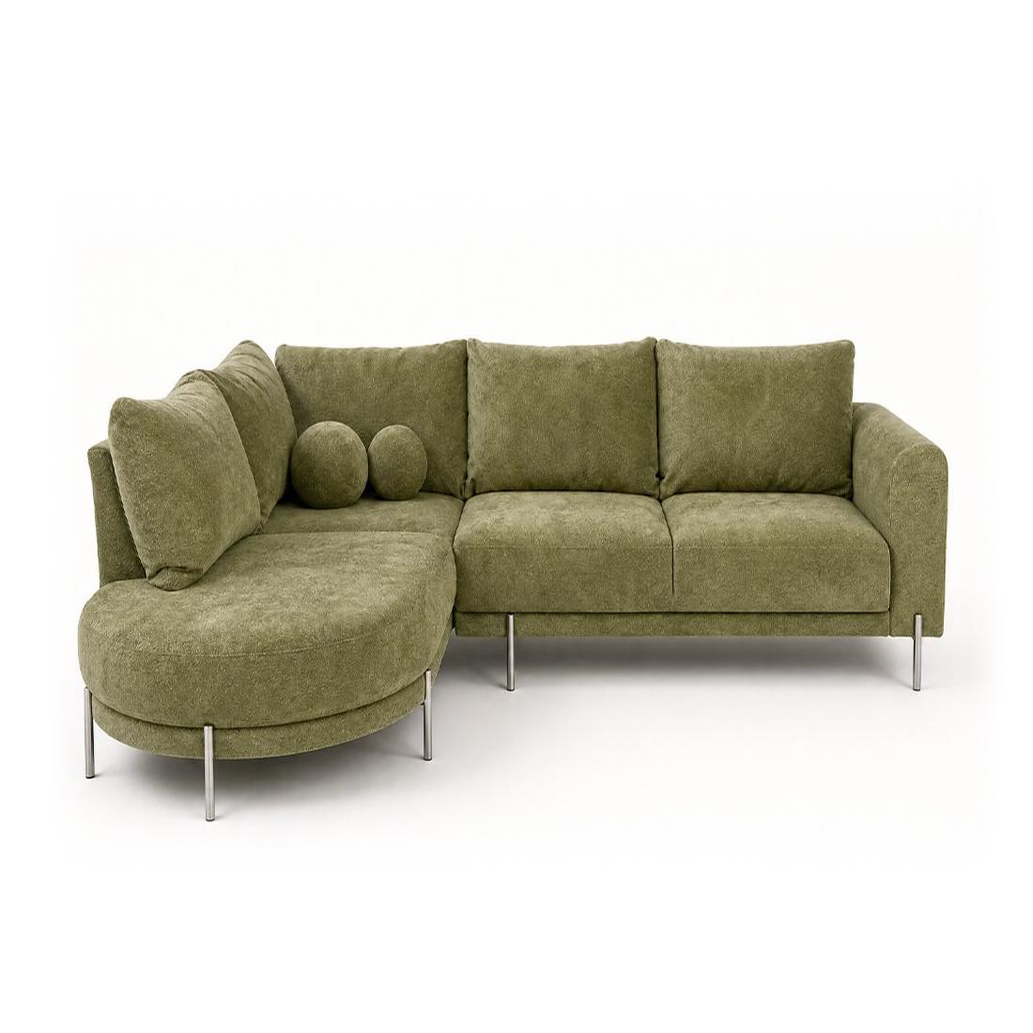 Voir la diapositive 1 : BEST MOBILIER Gabin - canapé d'angle gauche 5 places en velours texturé