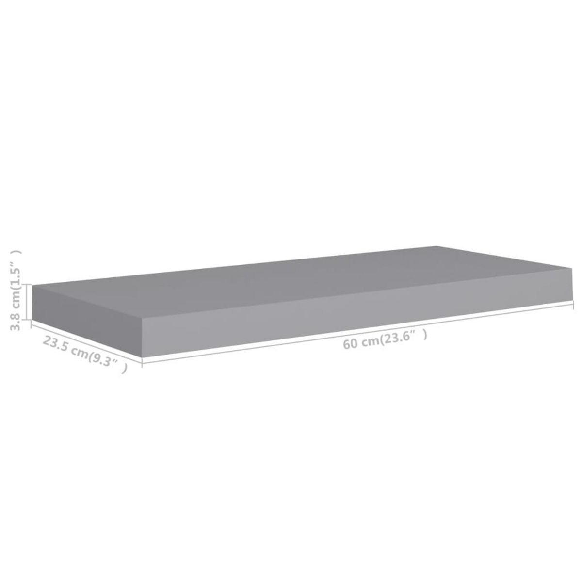 VIDAXL Etagere murale flottante gris 60x23,5x3,8 cm MDF