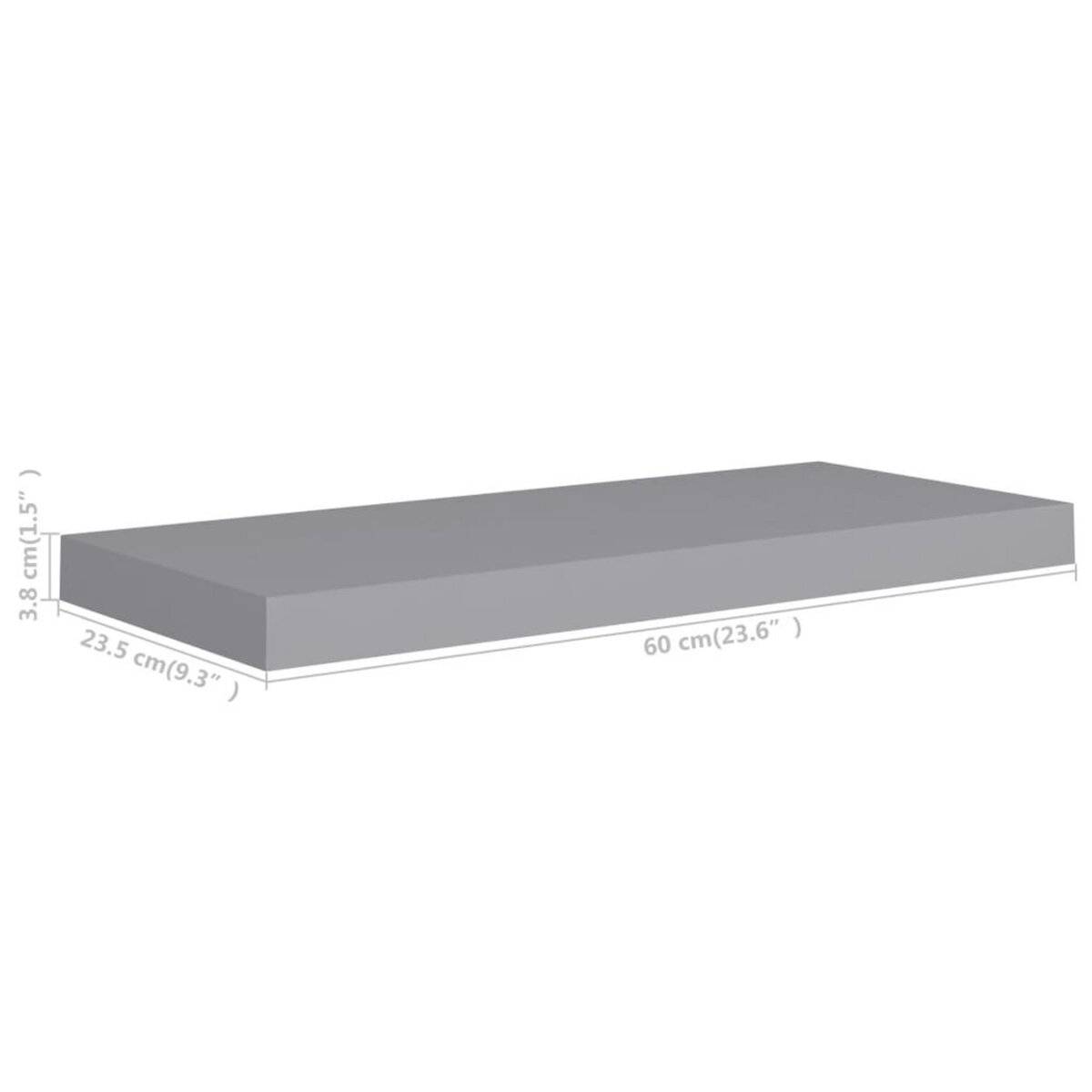 VIDAXL Etagere murale flottante gris 60x23,5x3,8 cm MDF