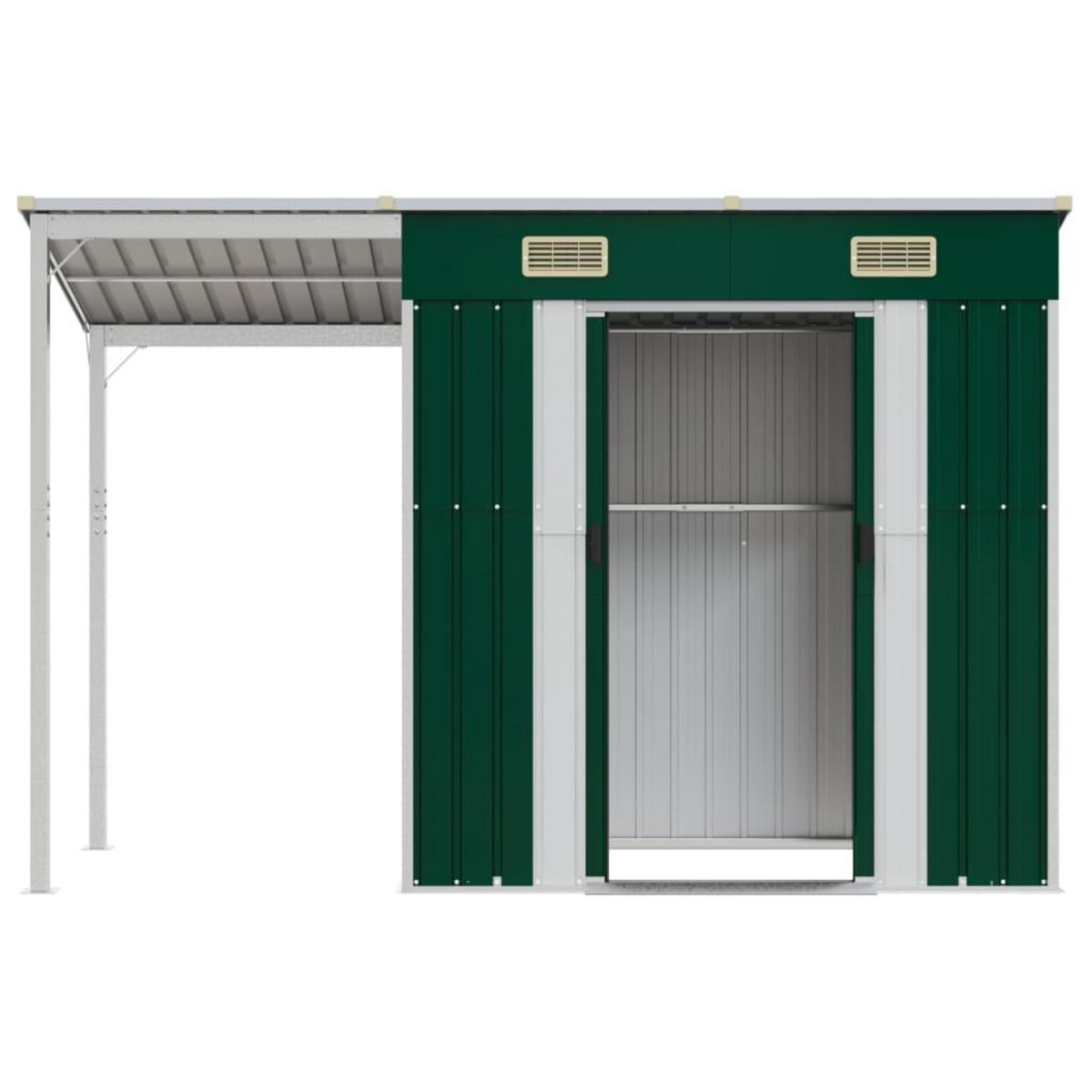 VIDAXL Abri de jardin avec toit prolonge vert 277x110,5x181 cm acier