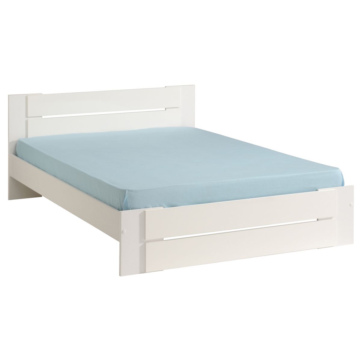 Lit adulte WHITE , couchage 140x190 cm, blanc brillant