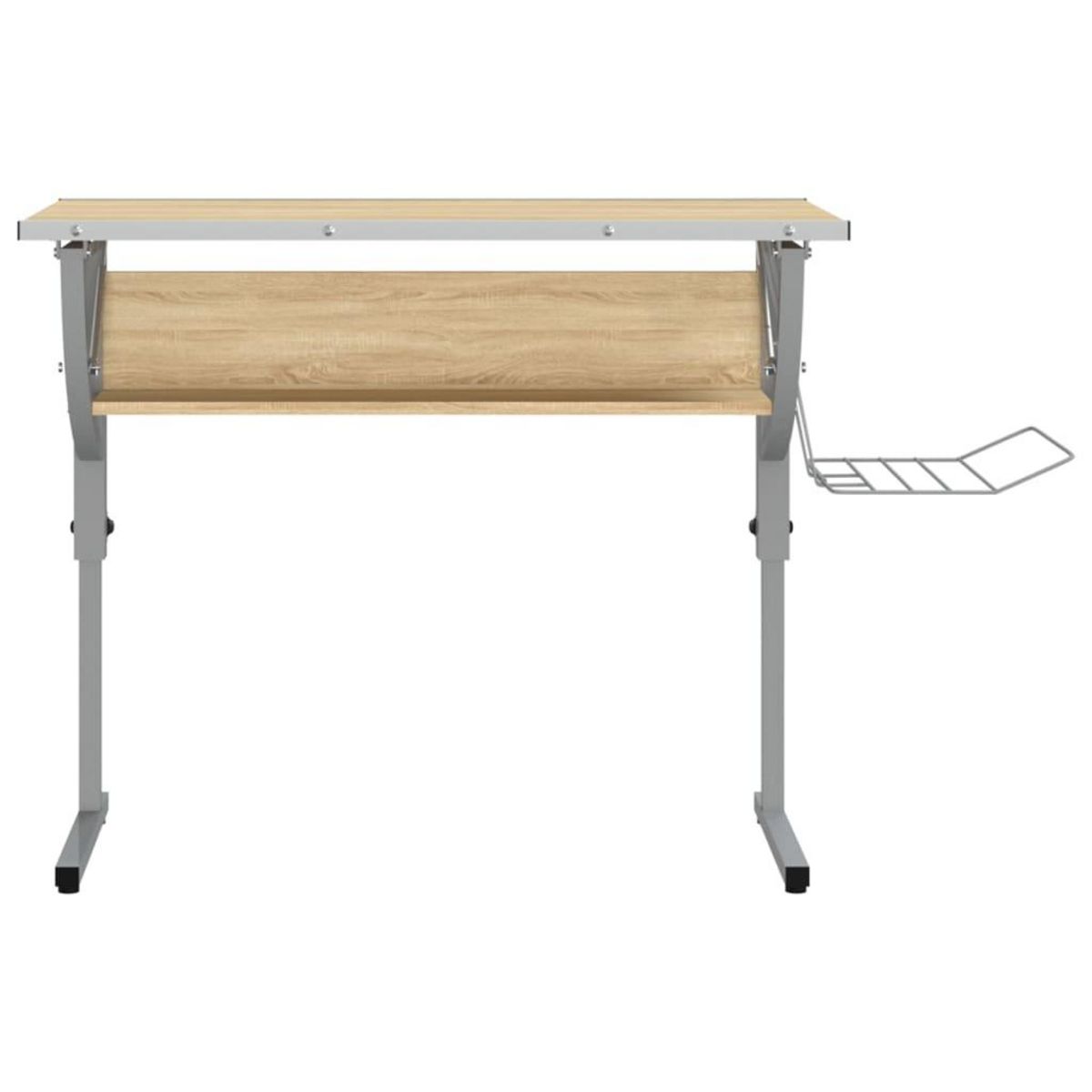 VIDAXL Bureau d'artisanat chene sonoma et gris 110x53x(58-87) cm
