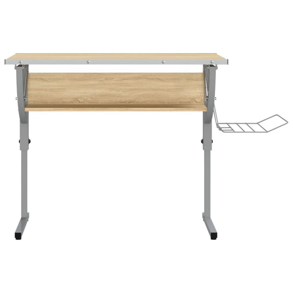 VIDAXL Bureau d'artisanat chene sonoma et gris 110x53x(58-87) cm