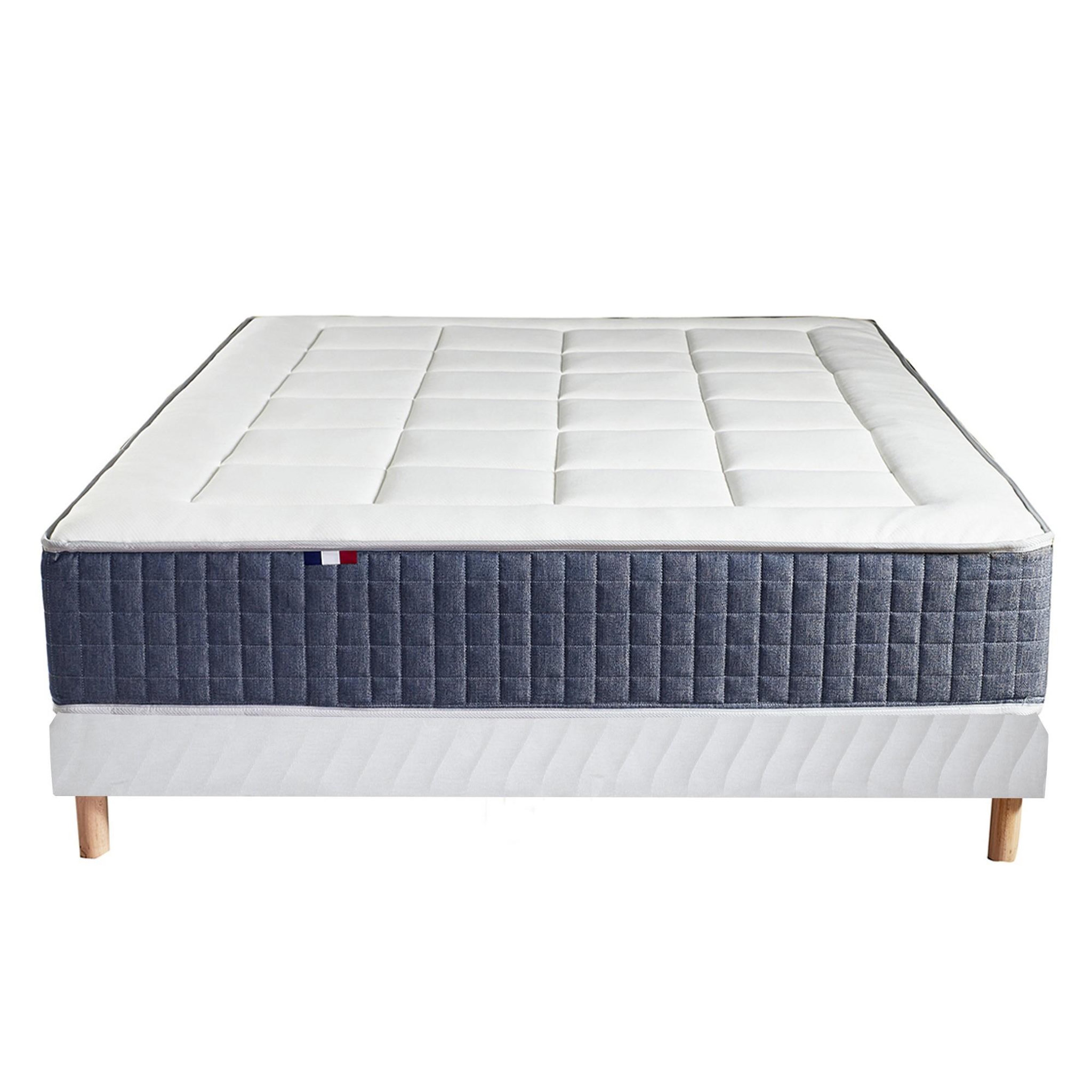Voir la diapositive 5 : IDLITERIE Ensemble Matelas Ressort 7 zones + Mémoire de forme + Sommier KING STYLE Fabriqué en France
