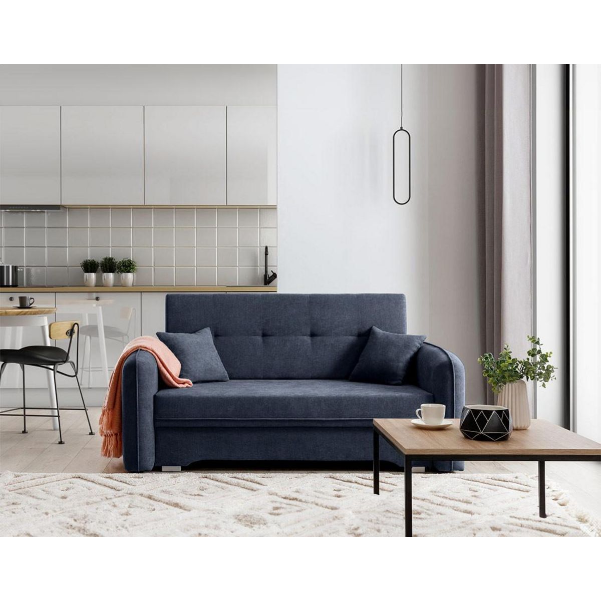 BEST MOBILIER Michelle - canapé droit 3 places convertible avec coffre en velours