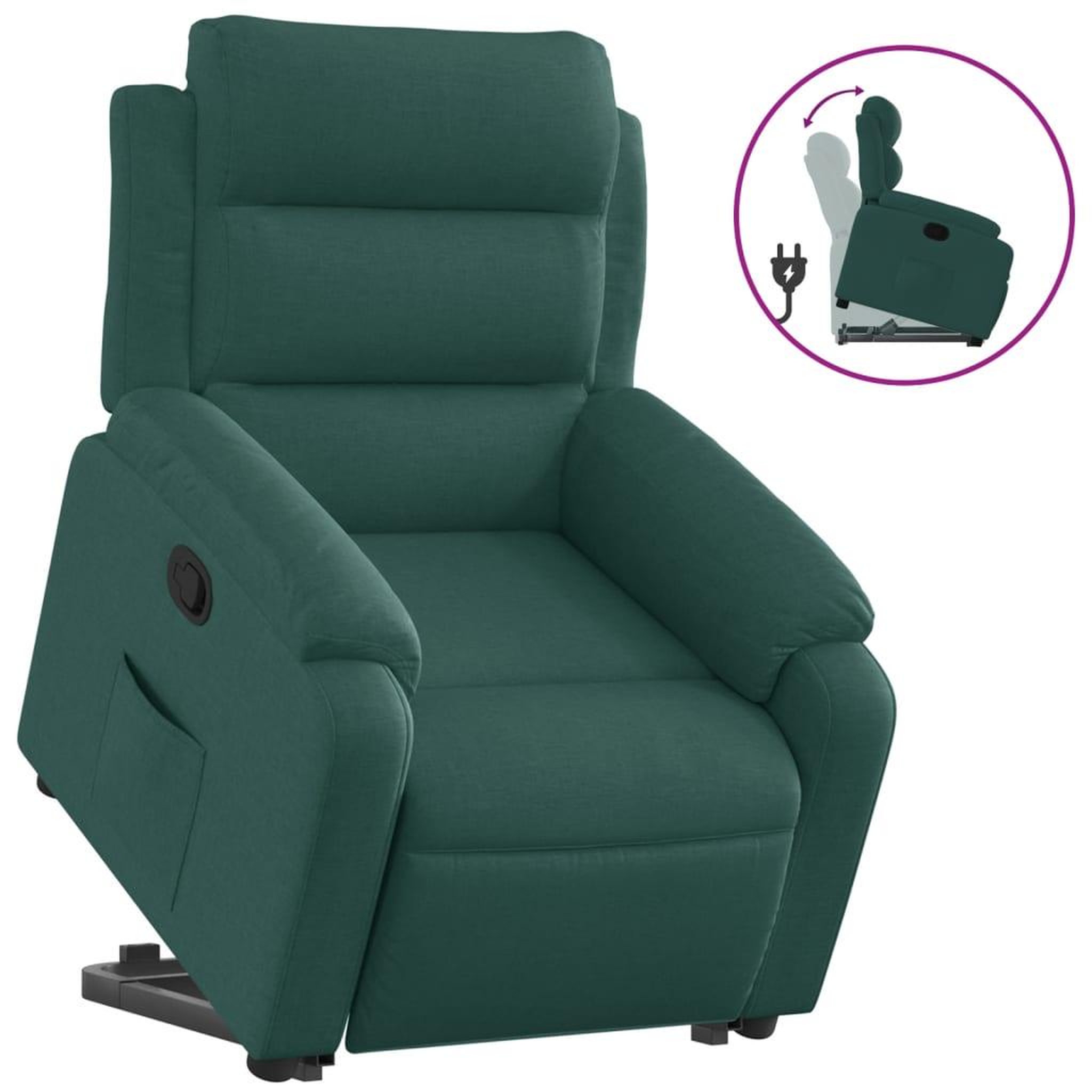 Voir la diapositive 2 : VIDAXL Fauteuil inclinable vert fonce tissu