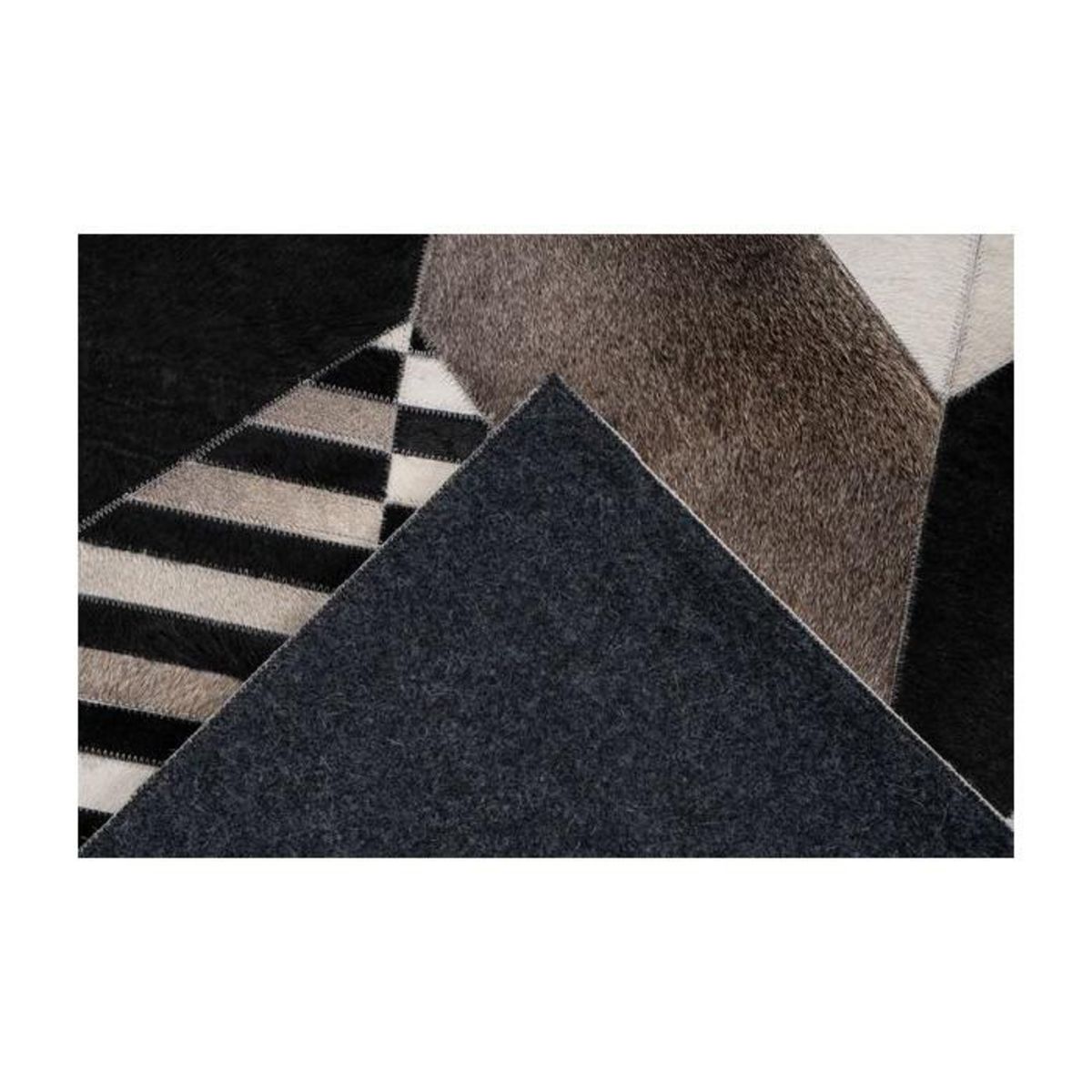Paris Prix Tapis Fait Main en Cuir  Lavin IV  Noir & Multicolore