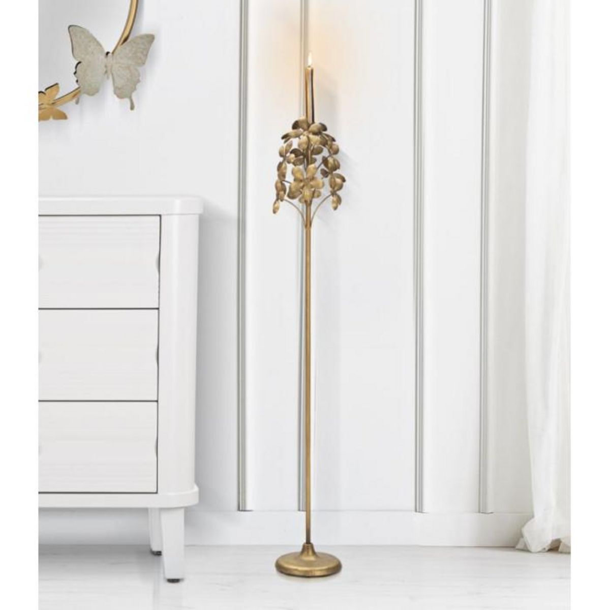 Paris Prix Bougeoir Design en Métal  Flowy  93cm Or
