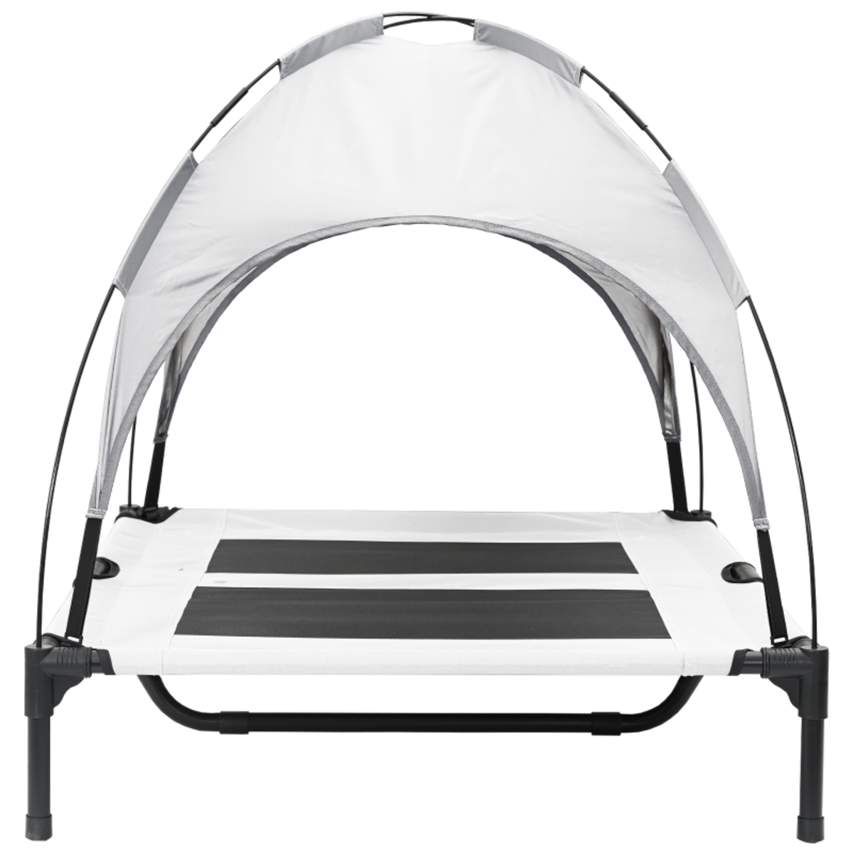 VIDAXL Lit pour chien surélevé avec toit amovible Gris Argent L Acier