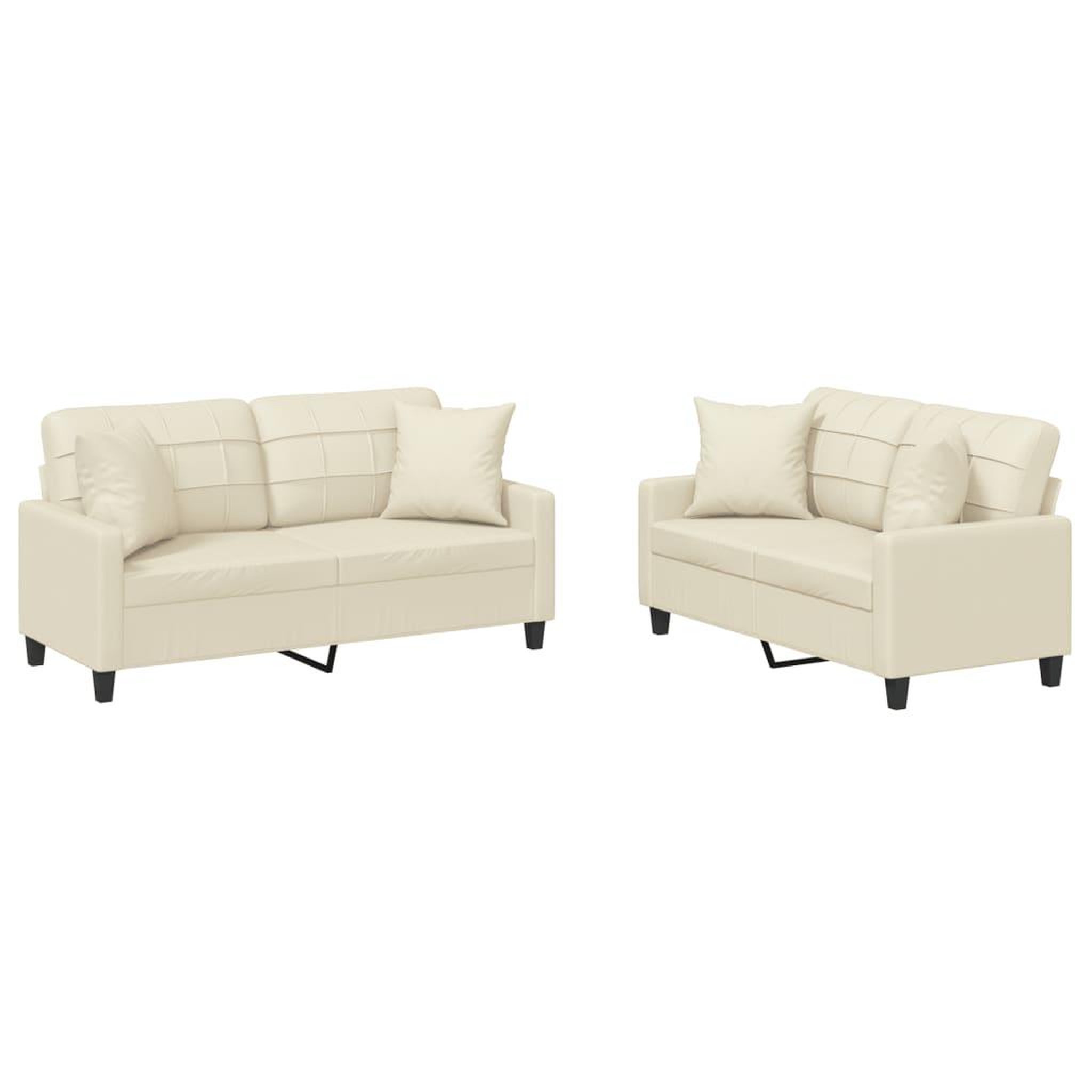 Voir la diapositive 2 : VIDAXL Ensemble de canapes 2 pcs avec coussins creme similicuir