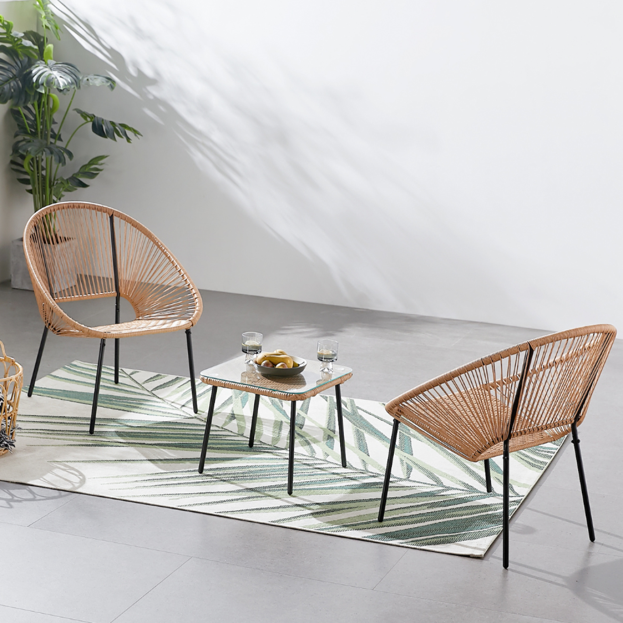 Voir la diapositive 2 : CONCEPT USINE Set de 2 fauteuils + table basse naturel acapulco