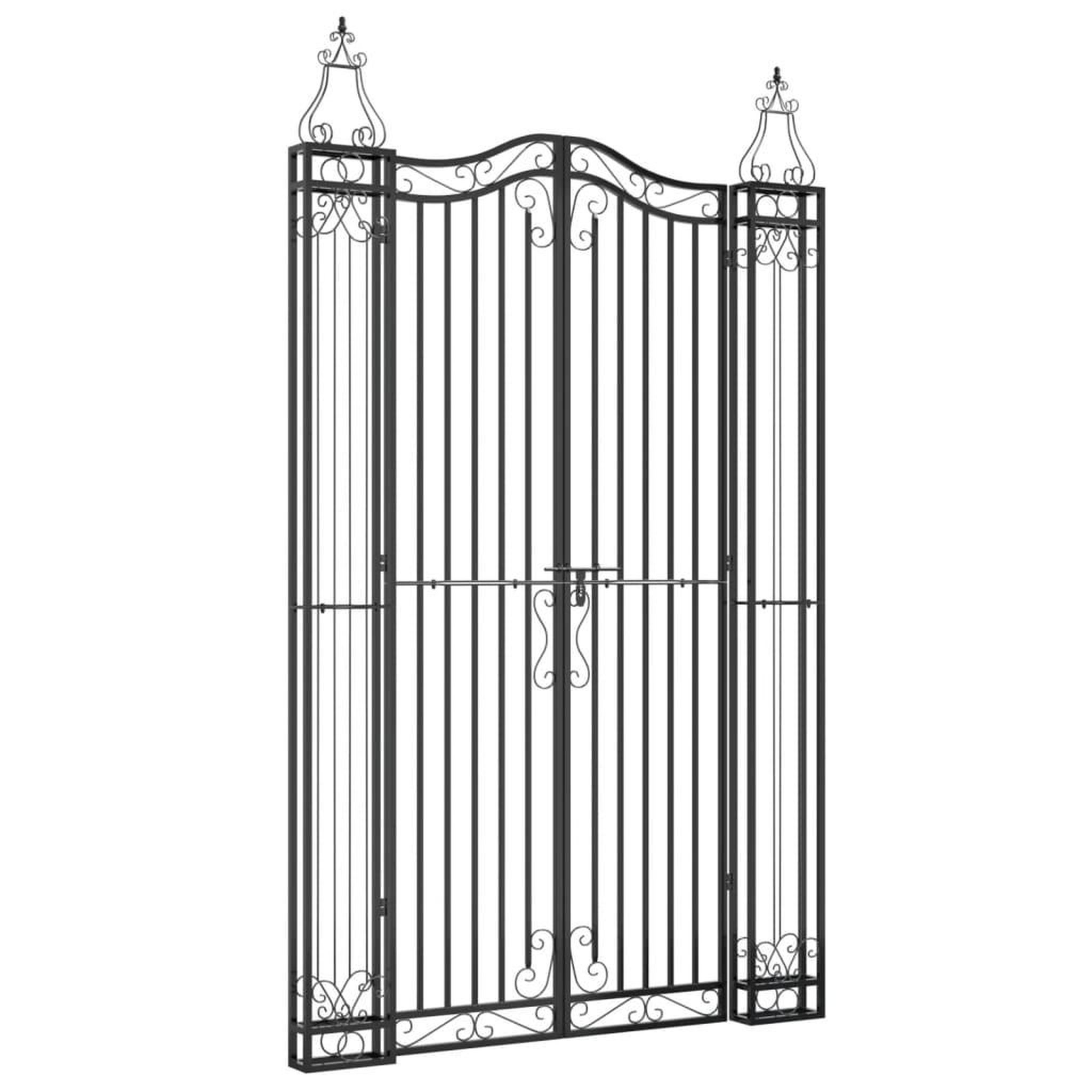 Voir la diapositive 2 : VIDAXL Portail de jardin noir 121x8x200 cm fer forge