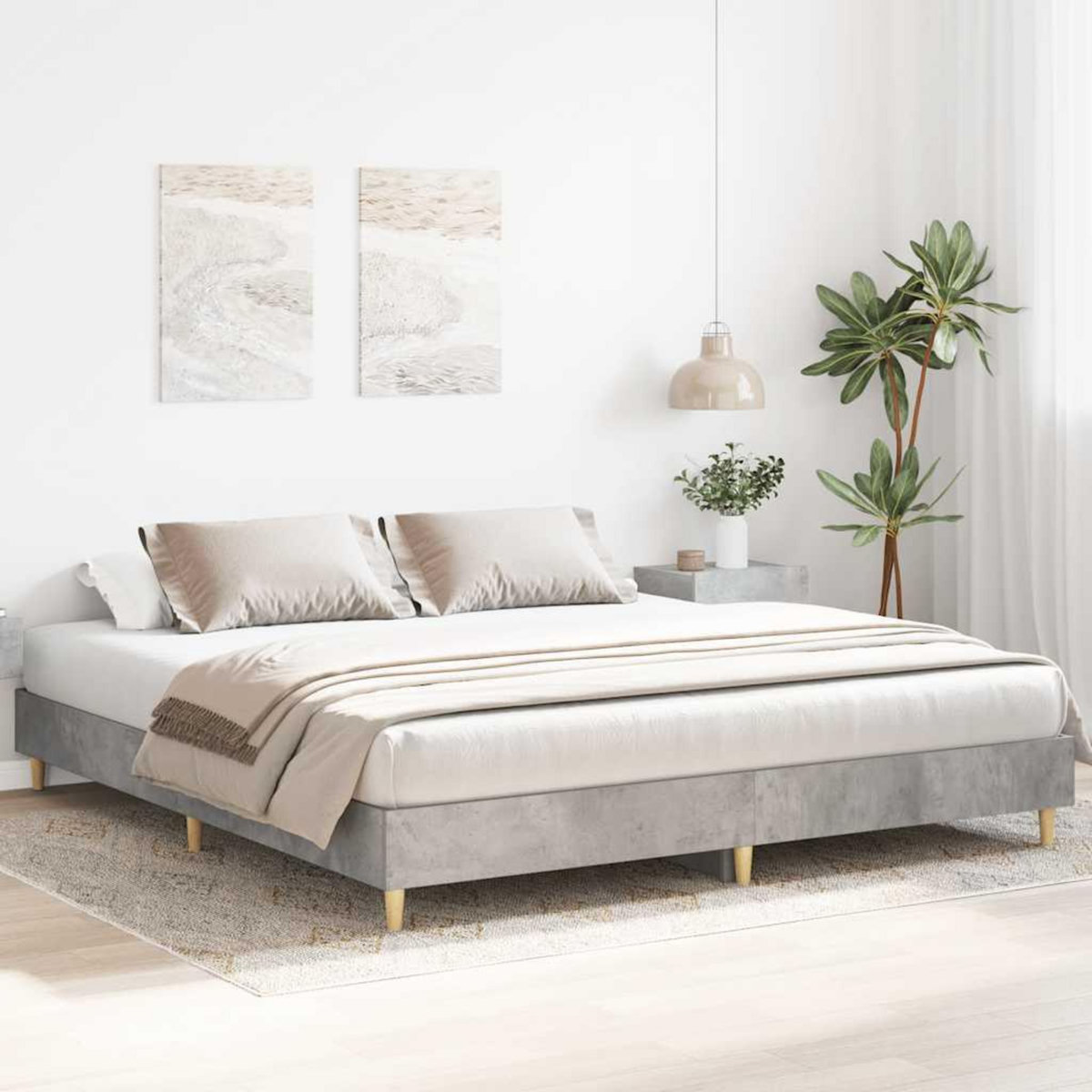 VIDAXL Cadre de lit sans matelas gris beton 180x200 cm bois ingenierie