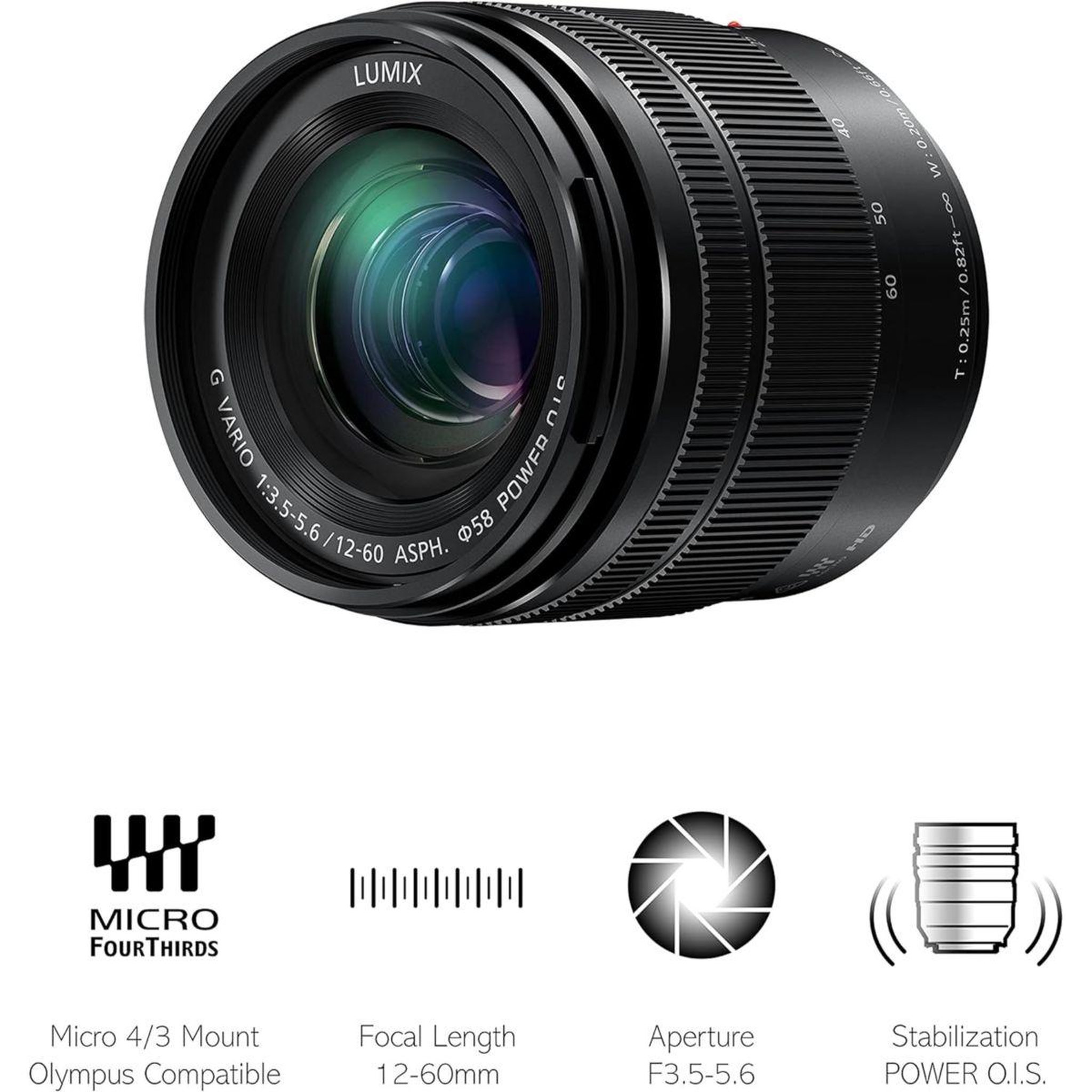 Voir la diapositive 2 : PANASONIC Objectif pour Hybride 12-60mm f3.5-5.6 ASPH