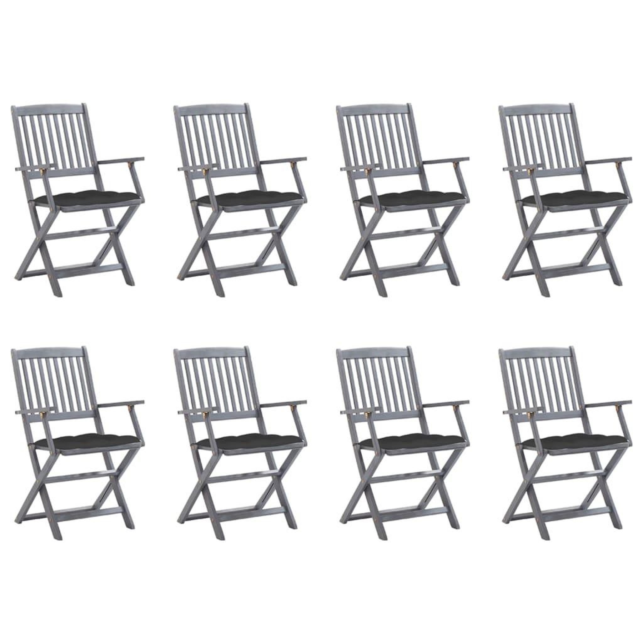 Voir la diapositive 1 : VIDAXL Chaises pliables d'exterieur lot de 8 et coussins Bois d'acacia