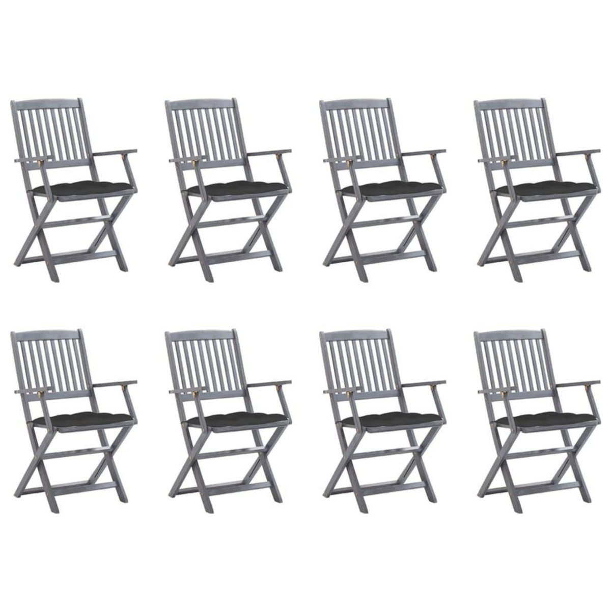 VIDAXL Chaises pliables d'exterieur lot de 8 et coussins Bois d'acacia