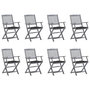 Voir la diapositive 1 : VIDAXL Chaises pliables d'exterieur lot de 8 et coussins Bois d'acacia