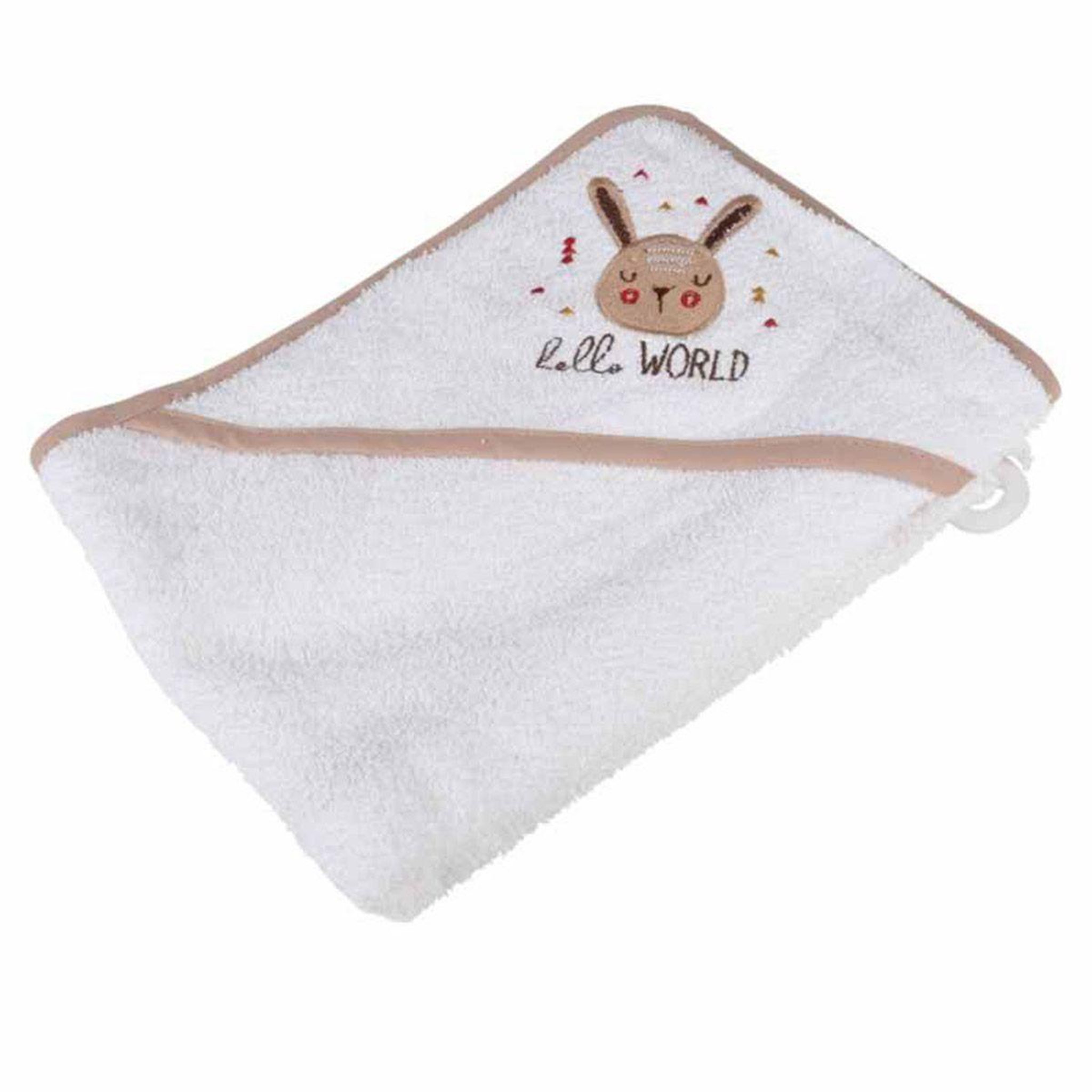Voir la diapositive 1 : BEBE DOUCEUR Cape de bain en coton  lapin  75cm beige & blanc