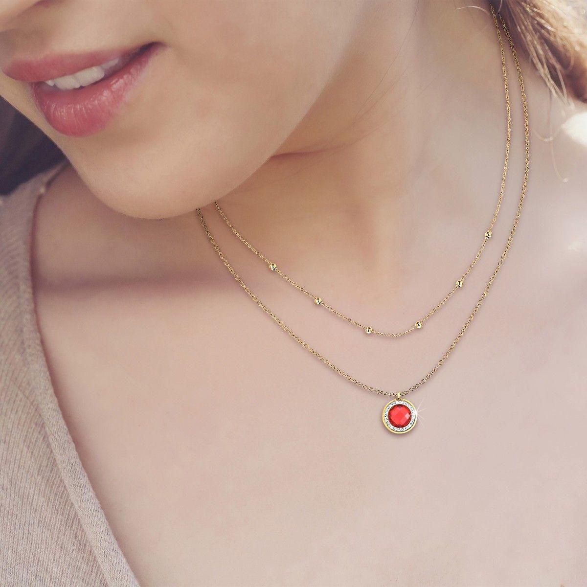 SC BOHEME Lot de 2 colliers SC Bohème en Acier Finement doré orné de cristaux scintillants