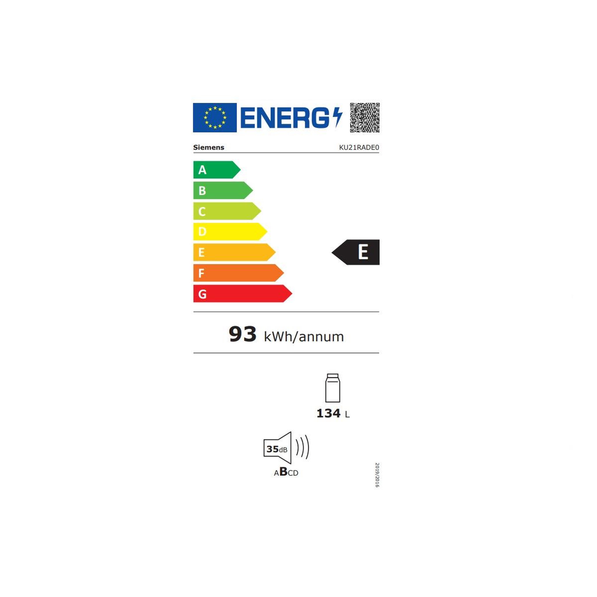 Voir la diapositive 2 : Siemens Réfrigérateur 1 porte intégrable à pantographe 134l - ku21rade0