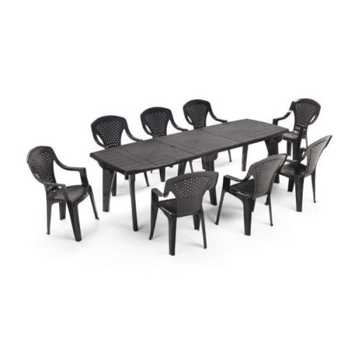 MARKET24 Lot de 4 fauteuils de jardin empilables Capri - Gris anthracite - Haut dossier - Design