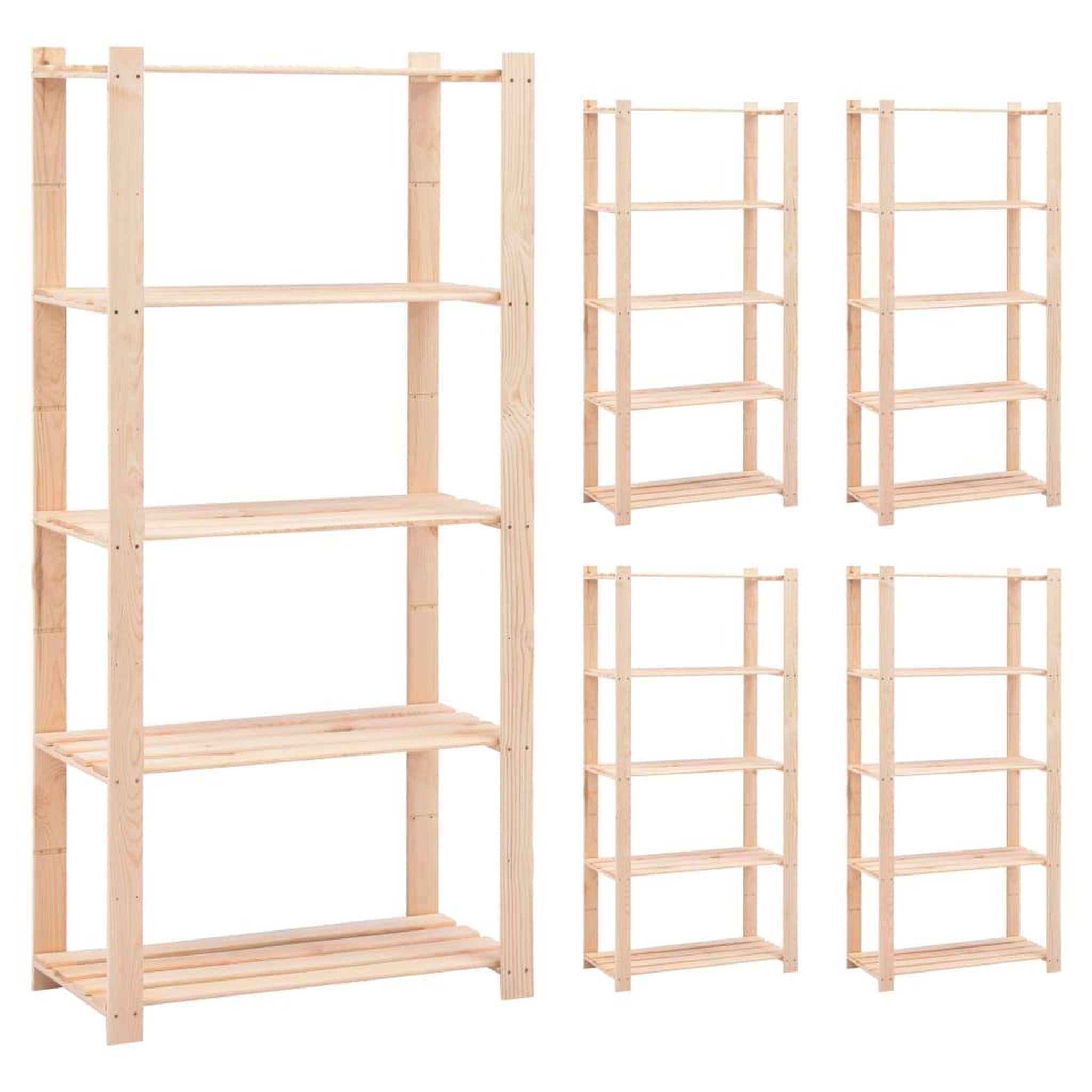 VIDAXL Etageres de rangement a 5 niveaux 5 pcs 80x38x170 cm Pin 250 kg