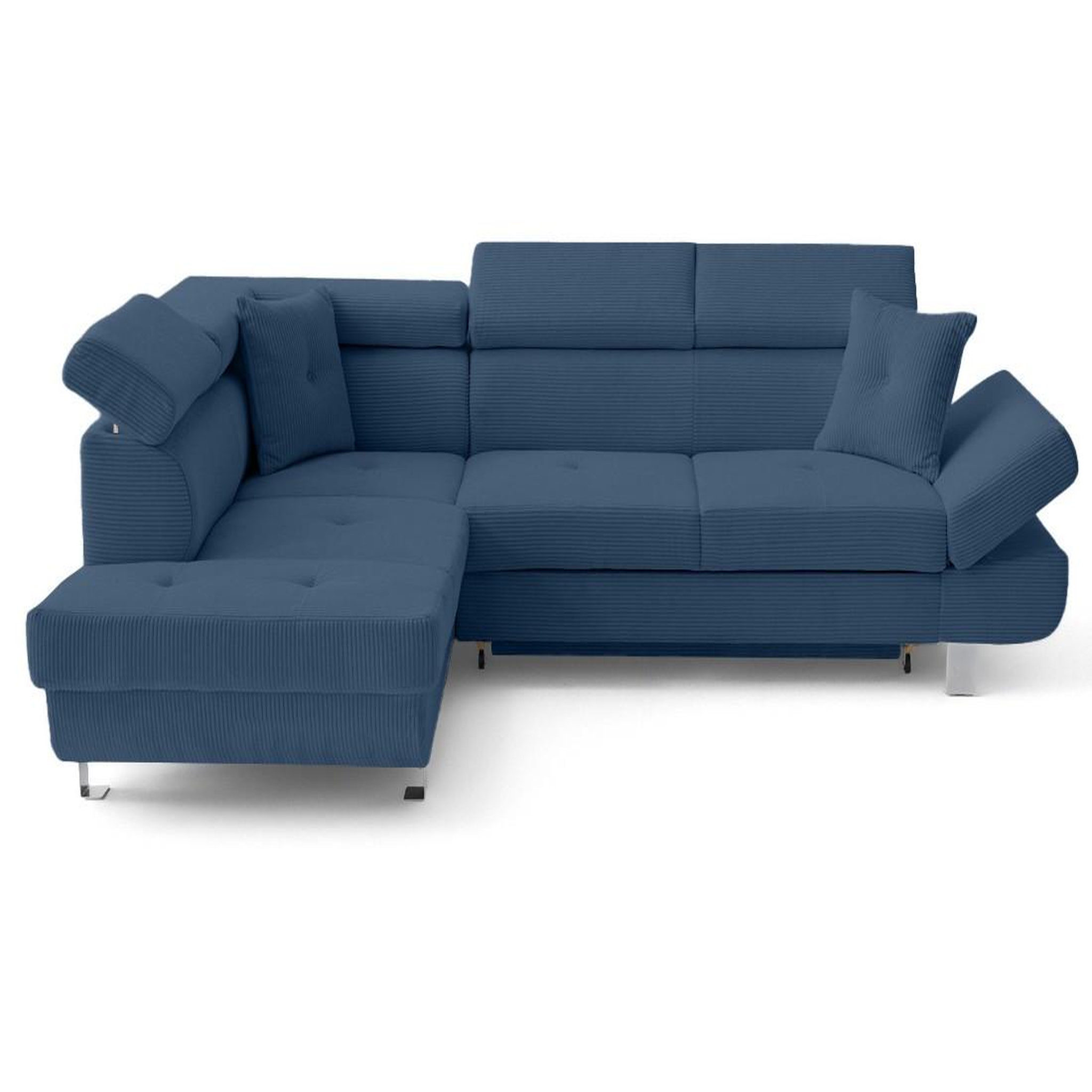 Voir la diapositive 1 : BEST MOBILIER Lisbona - canapé d'angle gauche 5 places convertible avec têtières en velours côtelé
