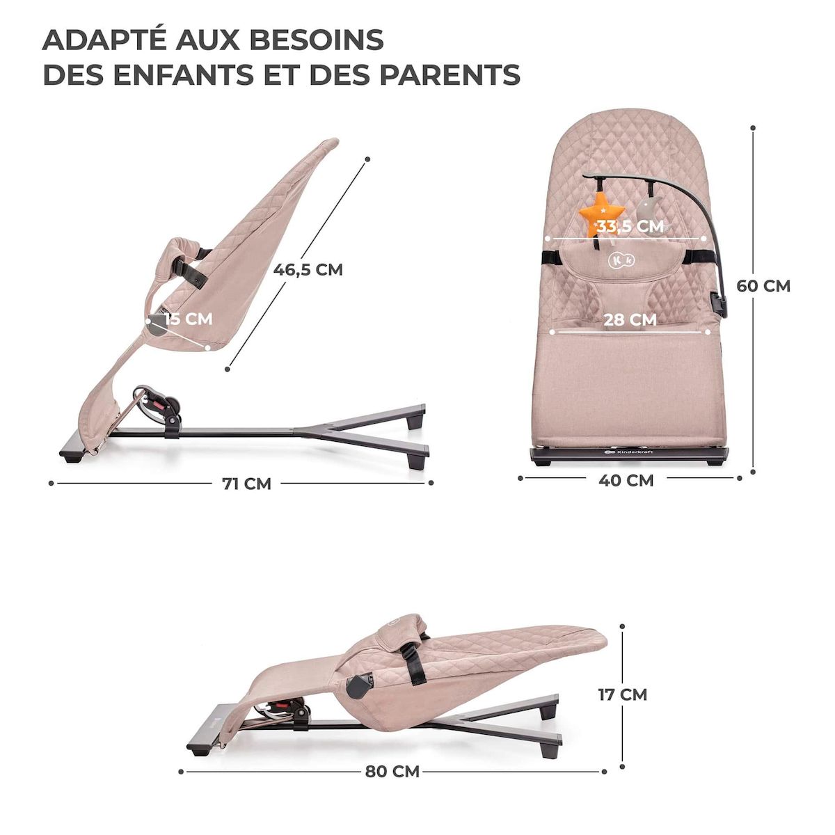 KINDERKRAFT Balancelle électrique bébé 2 en 1 avec fonction transat
