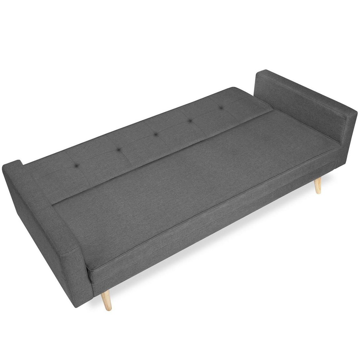 ID MARKET Canapé droit scandinave 3 places convertible LARS gris