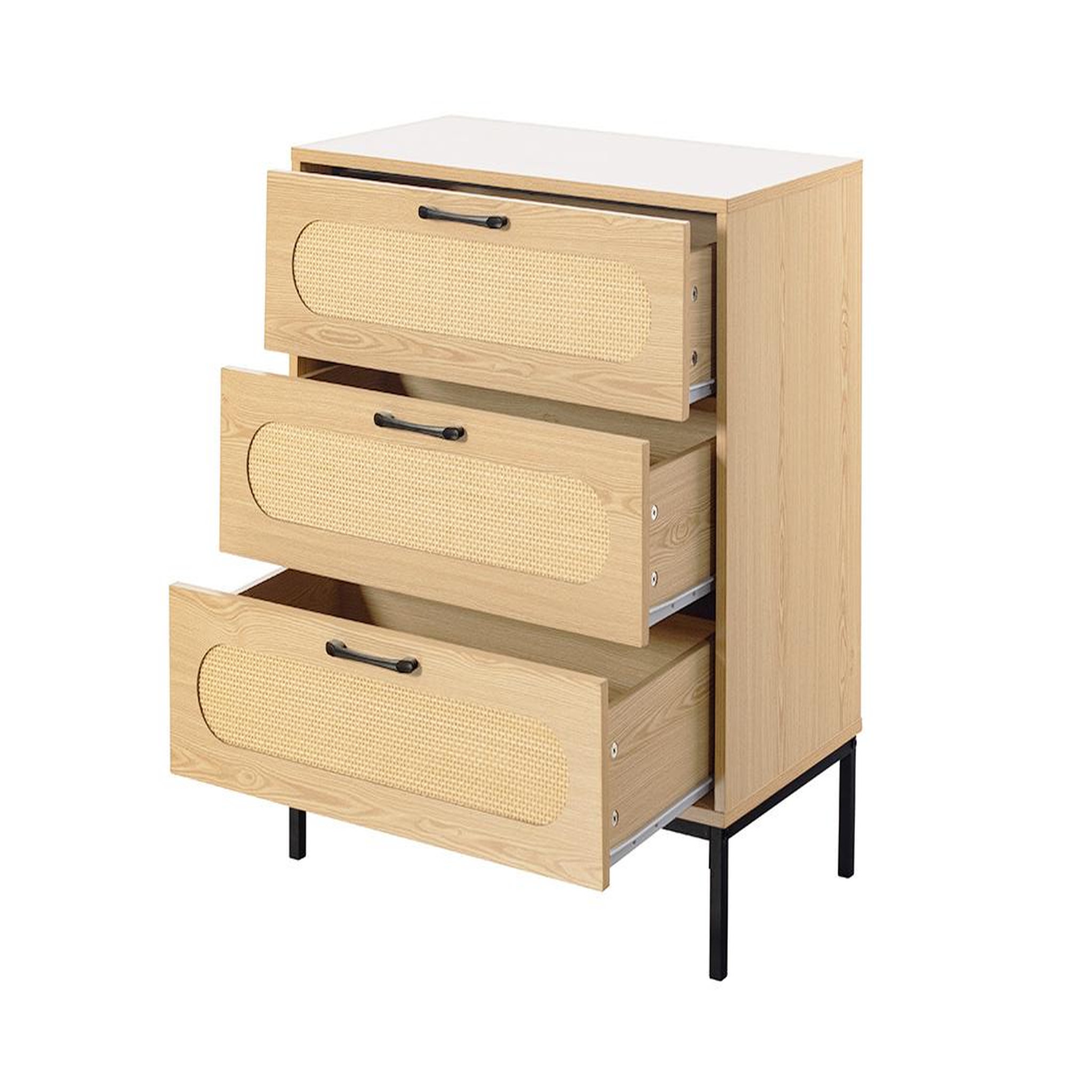 Voir la diapositive 5 : BEST MOBILIER Nagato - commode - cannage et effet bois - 70 cm
