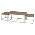 DIVERS Trio de tables basses La Casa Blanca en bois et métal - Marron et blanc