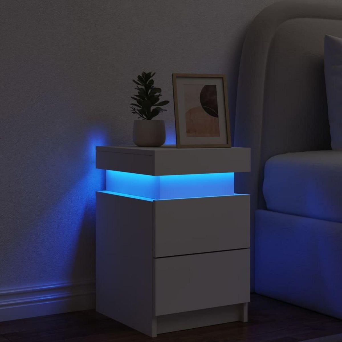 VIDAXL Table de chevet avec lumieres LED blanc 35x39x55 cm