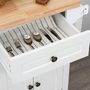 Voir la diapositive 5 : HOMCOM Desserte de cuisine multi rangements 2 tiroirs 2 placard 2 portes avec étagère range-bouteille porte-torchons MDF hévéa