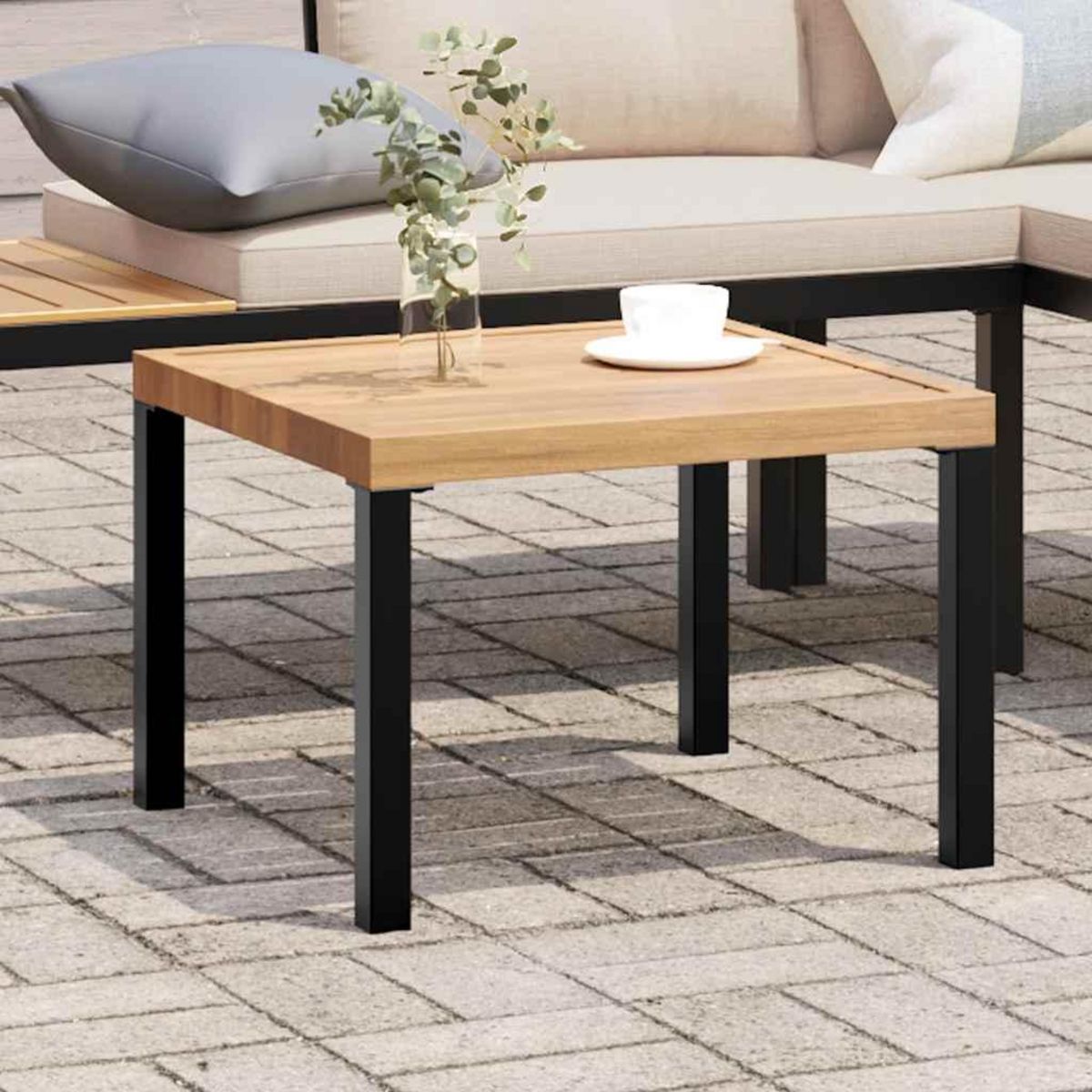 VIDAXL Table basse de jardin noir 55x55x39,5 cm acier enduit de poudre