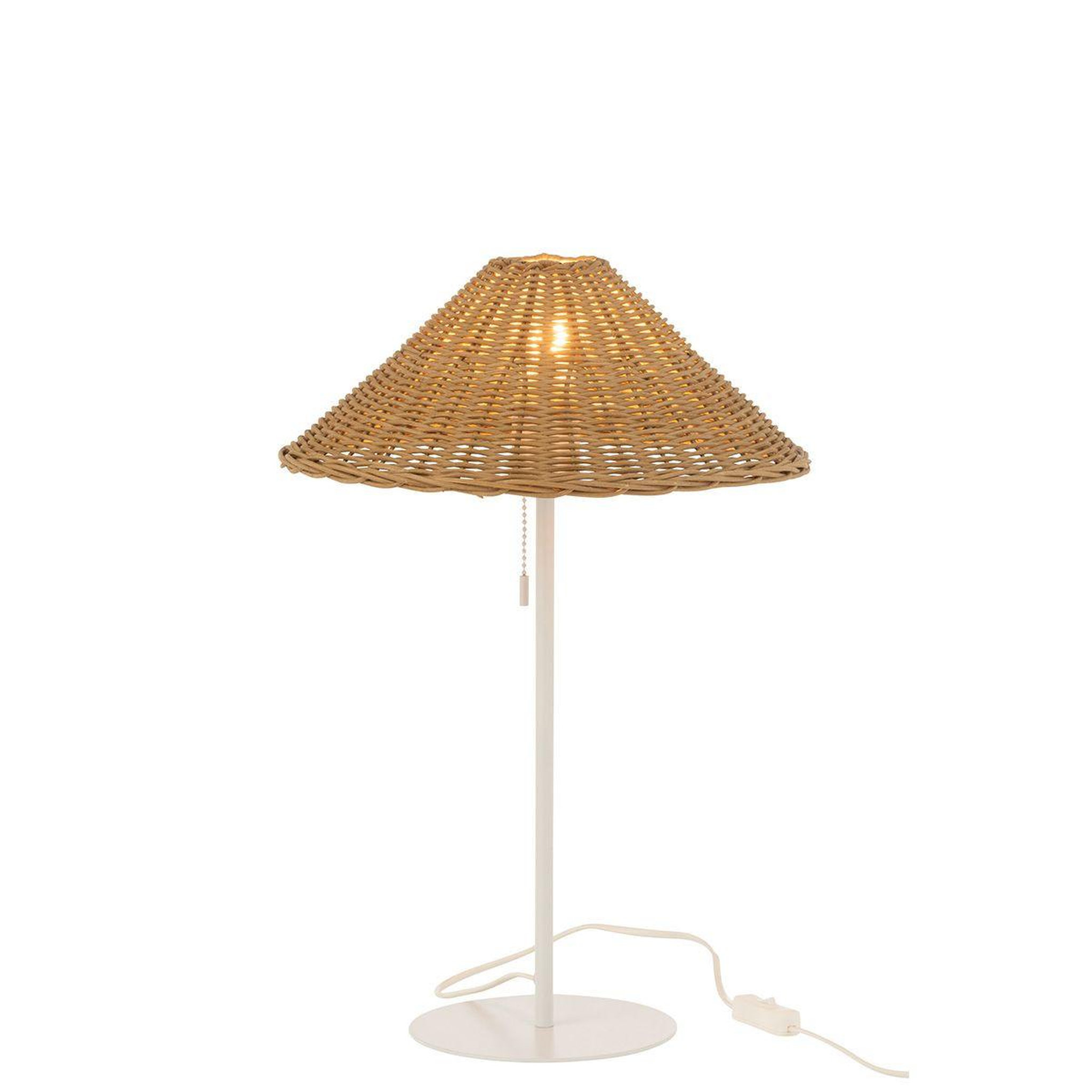 Voir la diapositive 2 : J-LINE Lampe à poser en rotin  preston  50cm naturel & blanc
