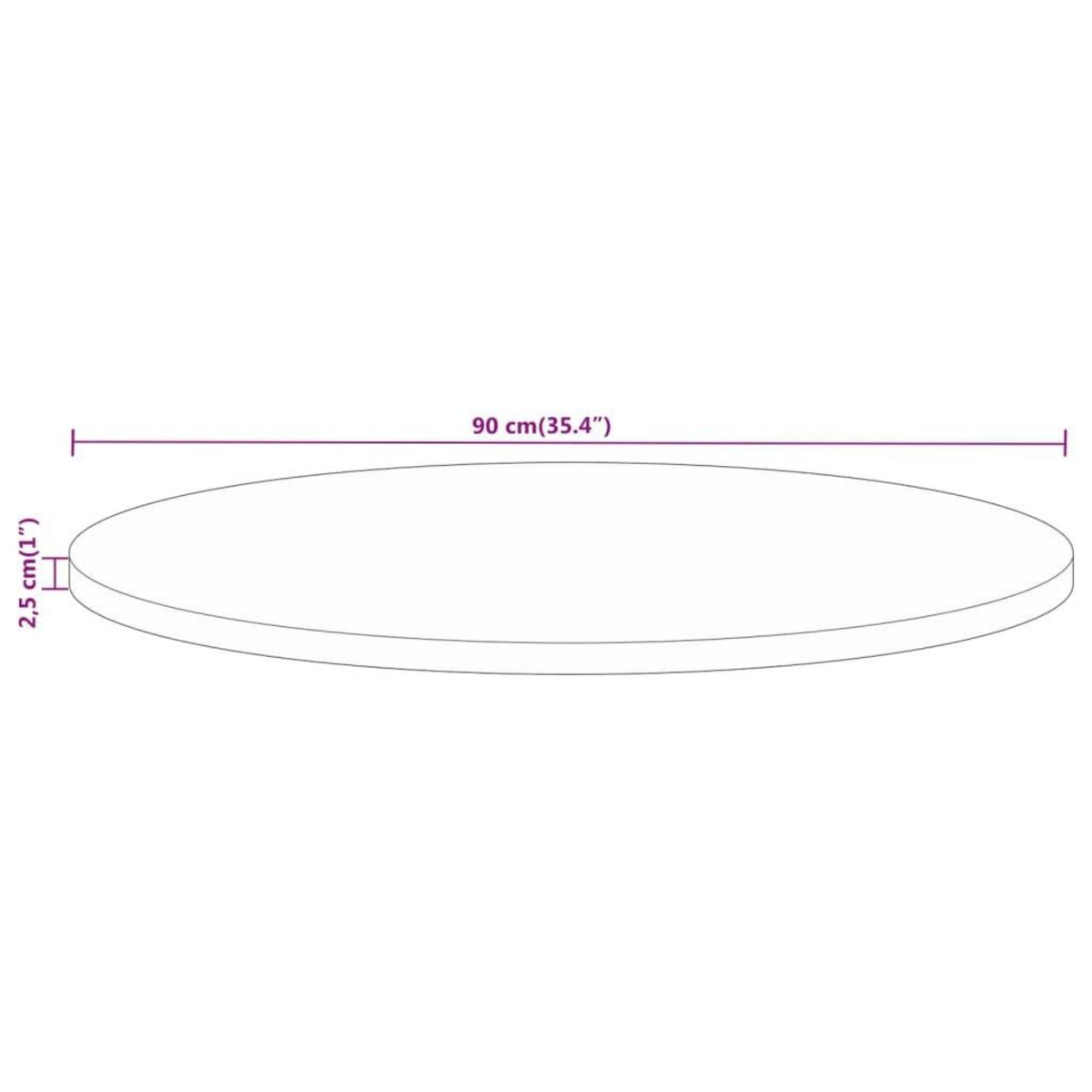 VIDAXL Dessus de table Ø 90x2,5 cm rond bois massif de manguier brut