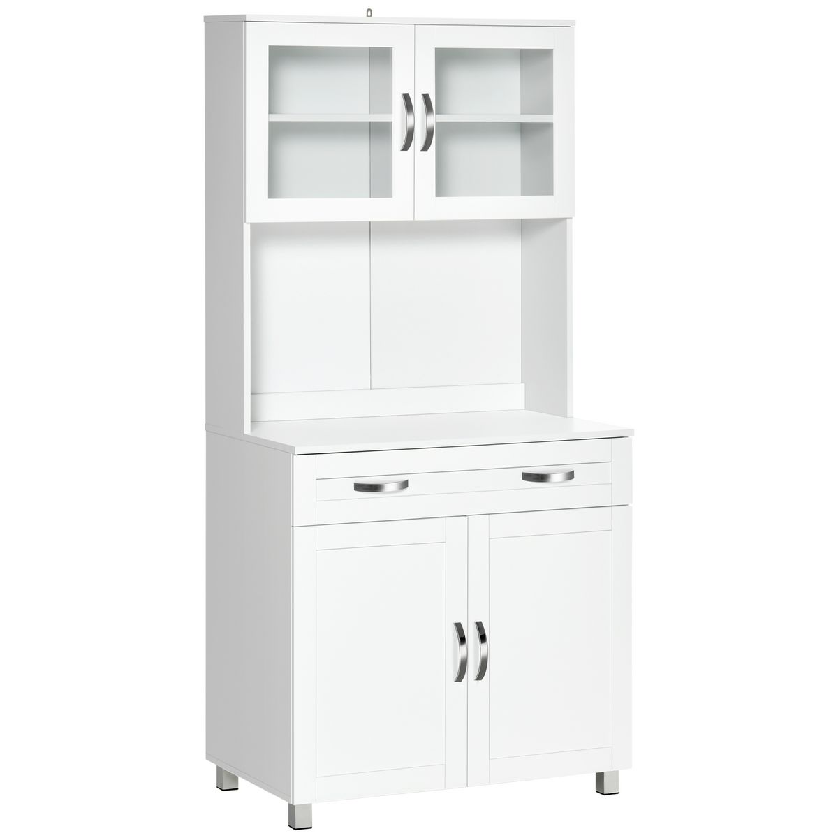 HOMCOM HOMCOM Armoire de cuisine contemporaine multi-rangement 2 placards portes grand tiroir coulissant panneaux MDF blanc