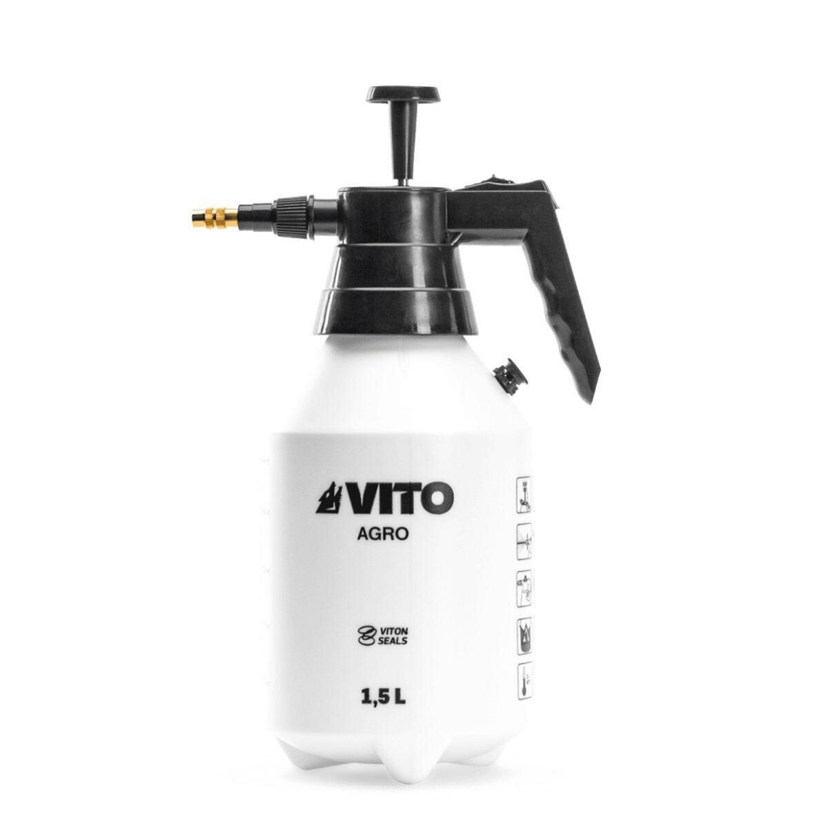 VITO Pulvérisateur à main 1.5L spécial Produits Agressifs Jardin - Pulvérisateur à Pression + 4 Buses Interchangeables VITO