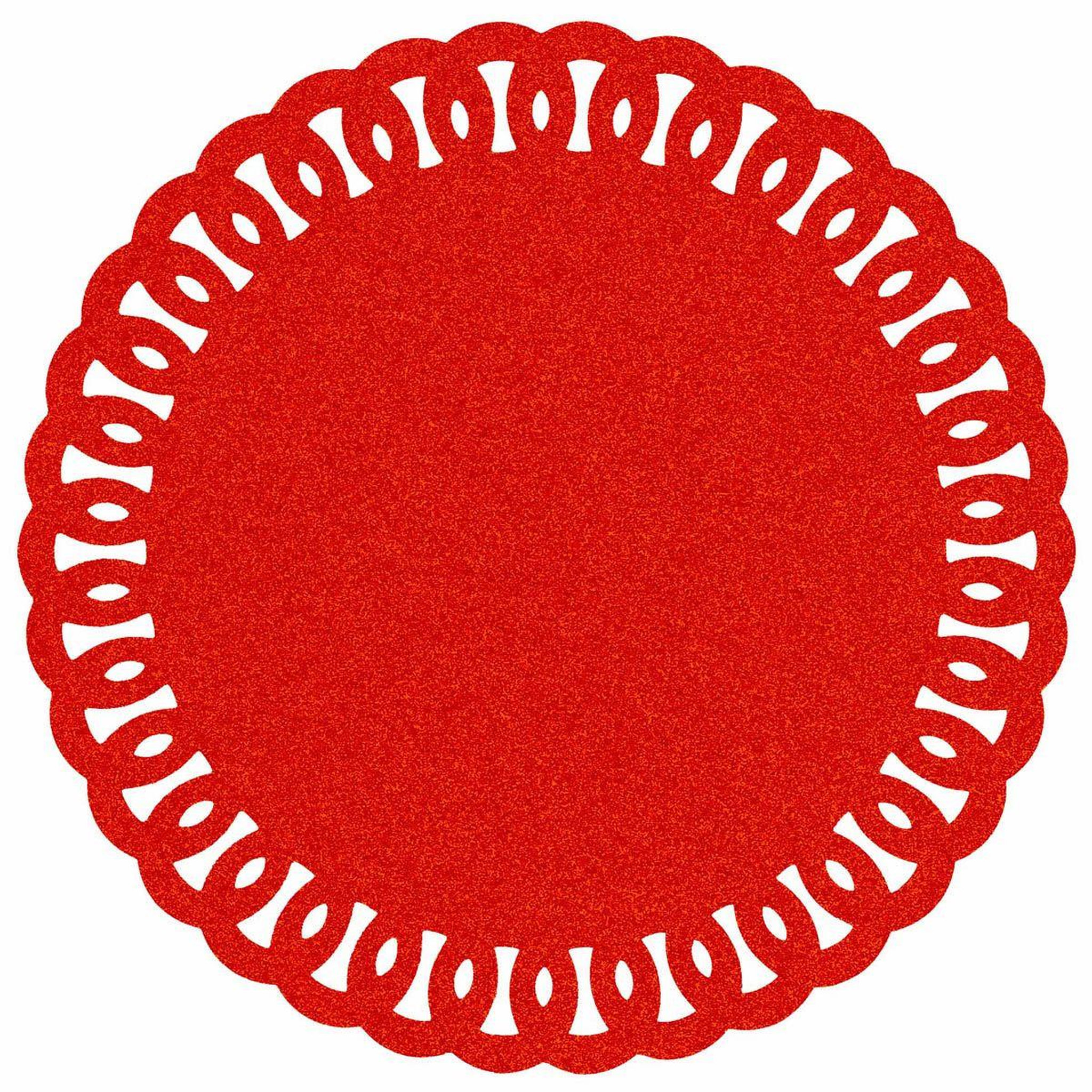 Douceur d'Intérieur Set de table rond à paillettes  guirlande  38cm rouge