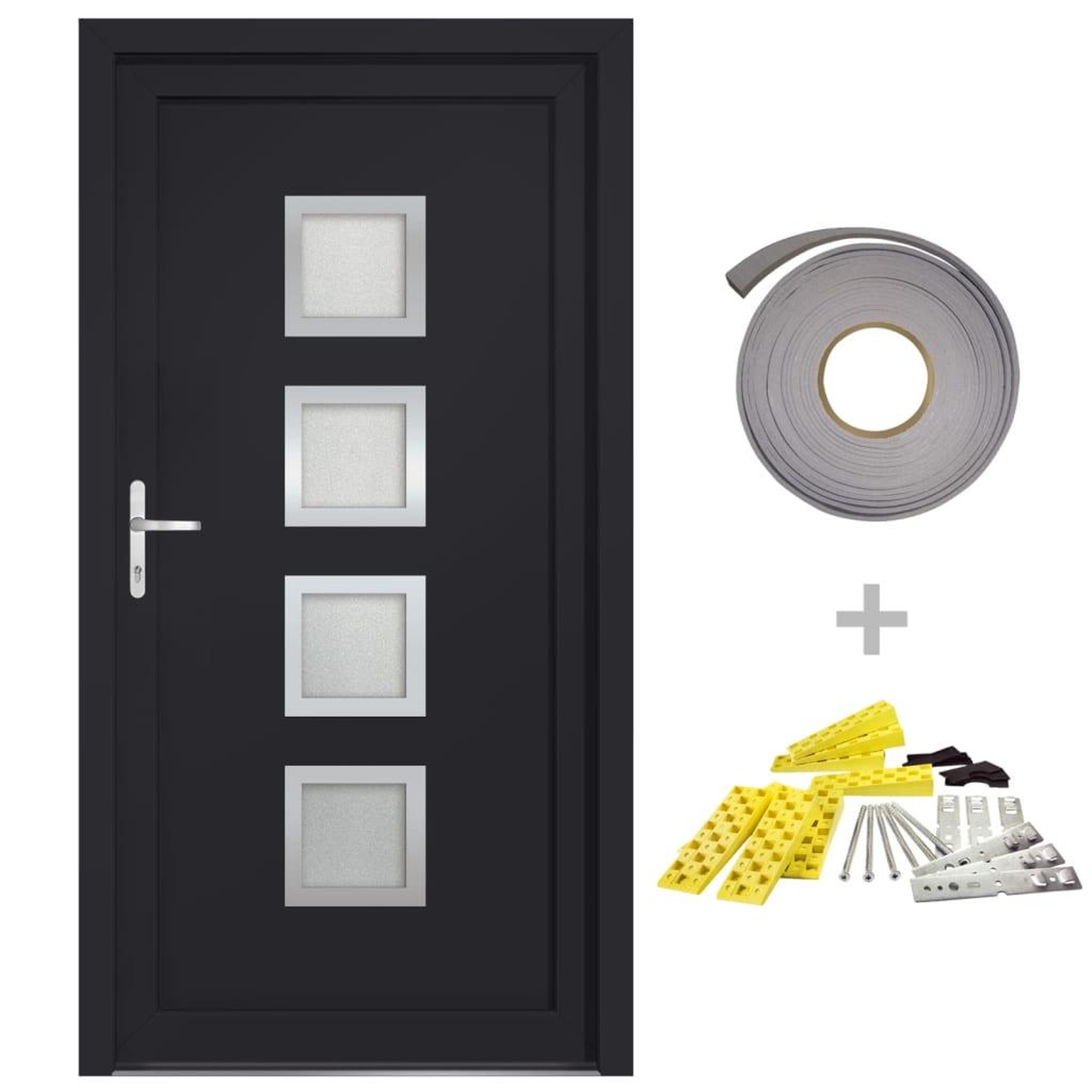 Voir la diapositive 2 : VIDAXL Porte d'entree anthracite 108x200 cm PVC