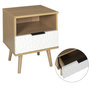 Voir la diapositive 4 : The Home Deco Factory Table de chevet Sven avec 1 tiroir - L. 35 x H. 49 cm - Bois et Blanc