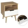 Voir la diapositive 4 : The Home Deco Factory Table de chevet Sven avec 1 tiroir - L. 35 x H. 49 cm - Bois et Blanc