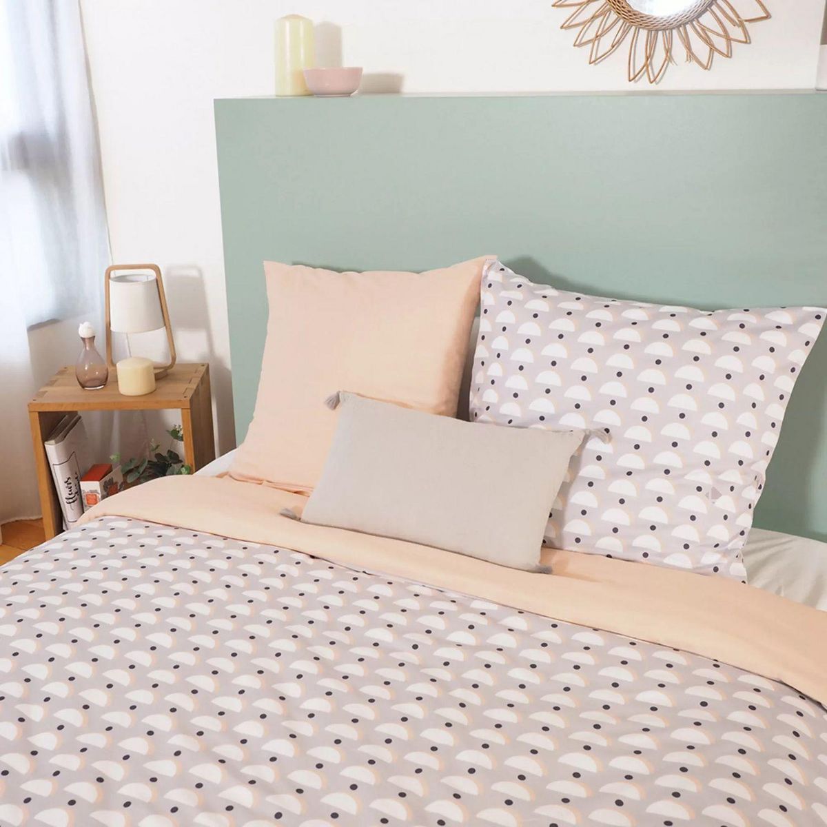 COTE DECO Parure de lit Aliso - Microfibre 72 g/m² - 220 x 240 cm - Gris