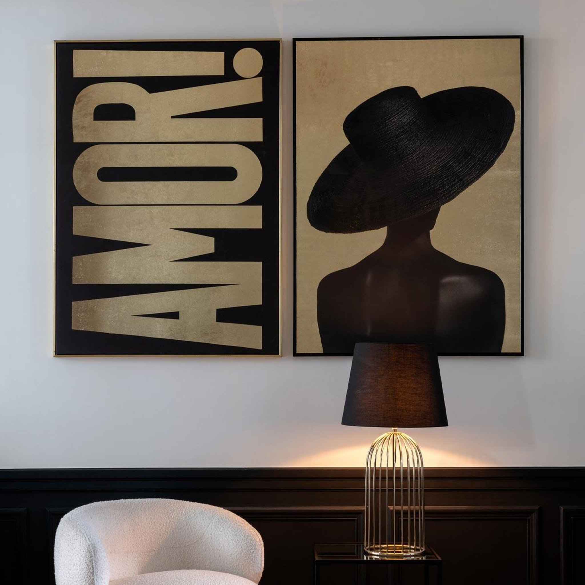Voir la diapositive 4 : J-LINE Tableau inscription  zopa  102x142cm noir & doré