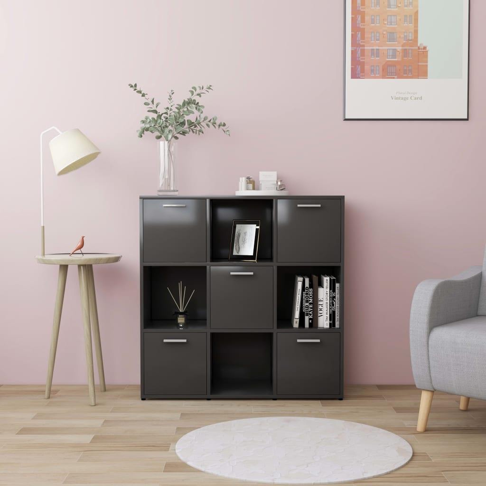 Voir la diapositive 1 : VIDAXL Bibliotheque Gris 90x30x90 cm Bois d'ingenierie