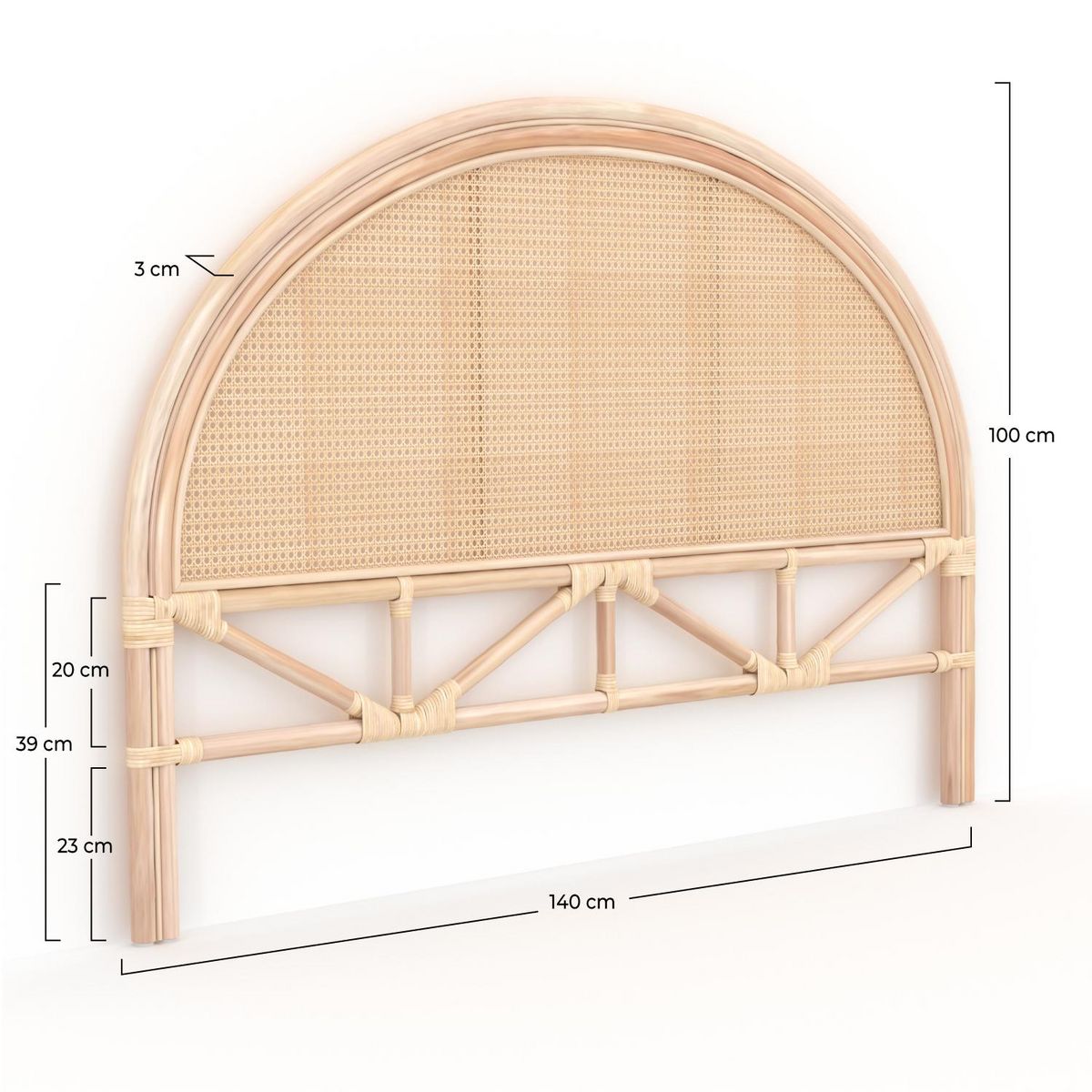 Rendez vous déco Tête de lit 140 cm en rotin et cannage - Néora